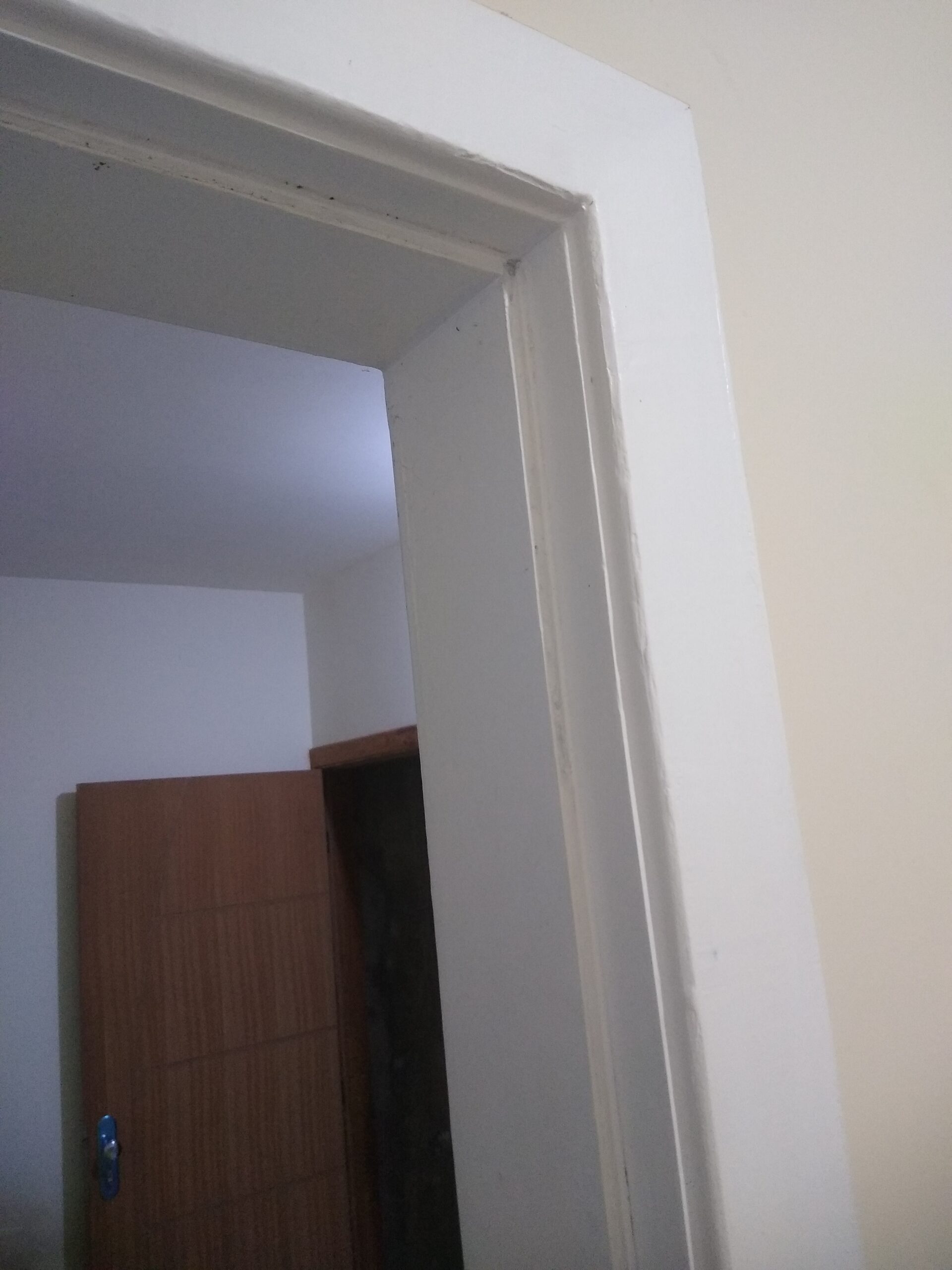 Instalação de portas com alisar, fechadura e aduela.